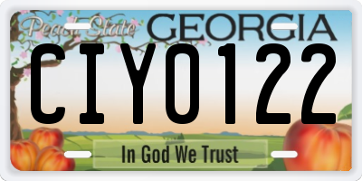 GA license plate CIY0122