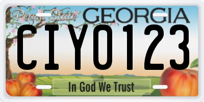 GA license plate CIY0123