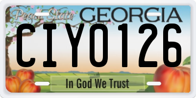 GA license plate CIY0126