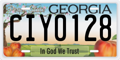 GA license plate CIY0128