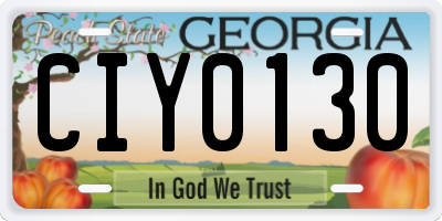 GA license plate CIY0130