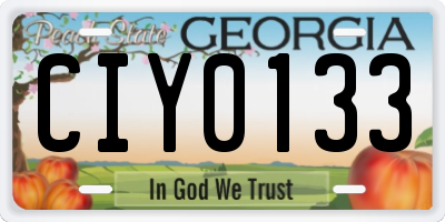 GA license plate CIY0133