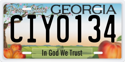 GA license plate CIY0134