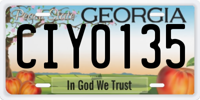 GA license plate CIY0135