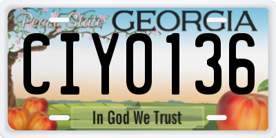 GA license plate CIY0136