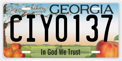 GA license plate CIY0137