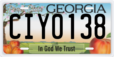 GA license plate CIY0138