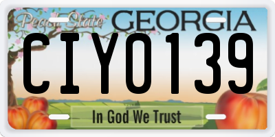 GA license plate CIY0139