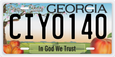 GA license plate CIY0140