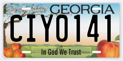 GA license plate CIY0141
