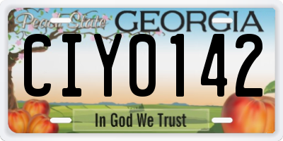 GA license plate CIY0142