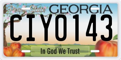 GA license plate CIY0143