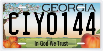 GA license plate CIY0144