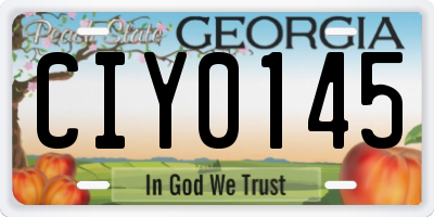 GA license plate CIY0145
