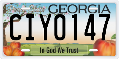 GA license plate CIY0147