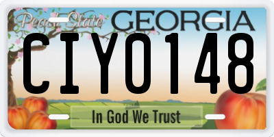GA license plate CIY0148