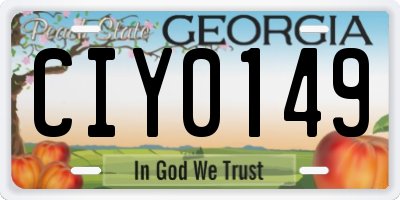 GA license plate CIY0149