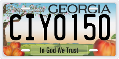 GA license plate CIY0150