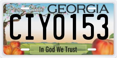 GA license plate CIY0153