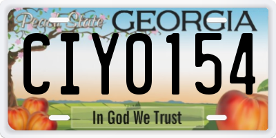 GA license plate CIY0154