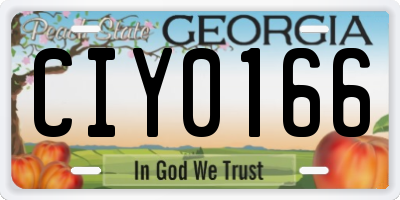 GA license plate CIY0166
