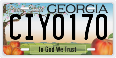 GA license plate CIY0170