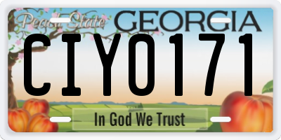 GA license plate CIY0171
