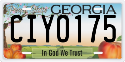 GA license plate CIY0175
