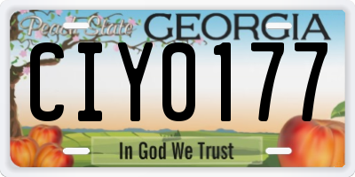 GA license plate CIY0177