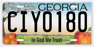 GA license plate CIY0180