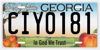 GA license plate CIY0181