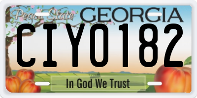 GA license plate CIY0182
