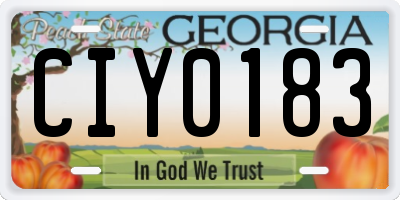 GA license plate CIY0183