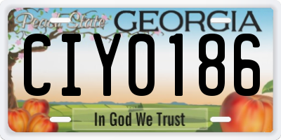 GA license plate CIY0186