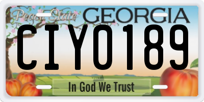 GA license plate CIY0189