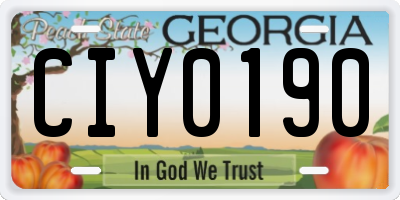 GA license plate CIY0190