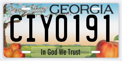 GA license plate CIY0191