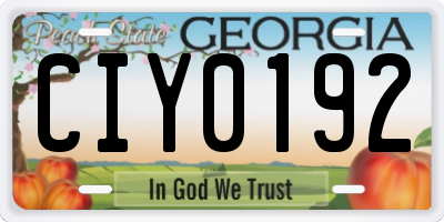 GA license plate CIY0192