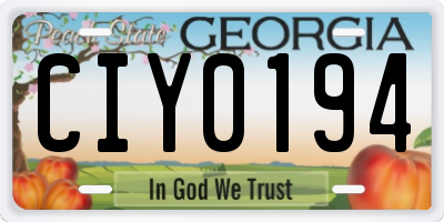 GA license plate CIY0194