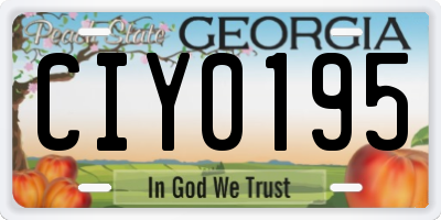 GA license plate CIY0195