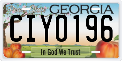 GA license plate CIY0196