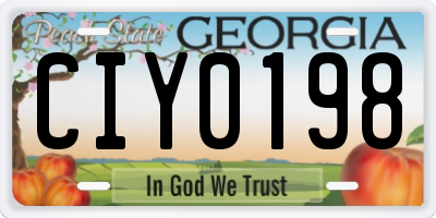 GA license plate CIY0198