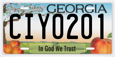 GA license plate CIY0201