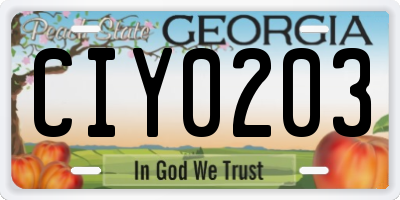 GA license plate CIY0203