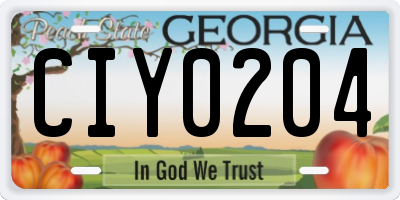 GA license plate CIY0204