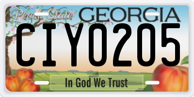 GA license plate CIY0205