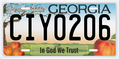 GA license plate CIY0206