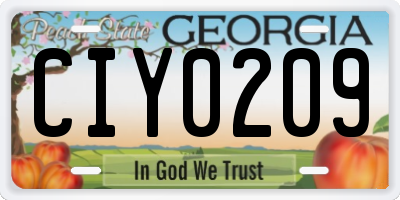 GA license plate CIY0209