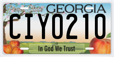 GA license plate CIY0210