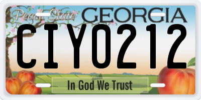GA license plate CIY0212